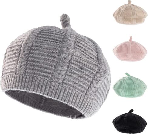 Baby Beret Hat Toddler Winter Knitted Beanie Cap Little Girls Stylish Warm Hat for 0~3 Years in Saudi Arabia