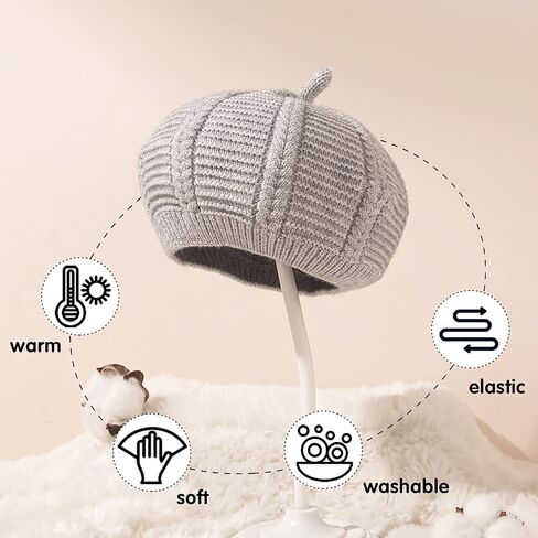 Baby Beret Hat Toddler Winter Knitted Beanie Cap Little Girls Stylish Warm Hat for 0~3 Years in Saudi Arabia