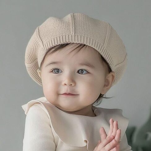 Baby Beret Hat Toddler Winter Knitted Beanie Cap Little Girls Stylish Warm Hat for 0~3 Years in Kuwait