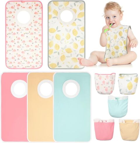 Newwiee 5 Pcs Pullover Toddler Bibs Full Coverage Baby Bibs Soft Absorbent Cotton Towel Bibs for Toddler Drooling Feeding in Kuwait