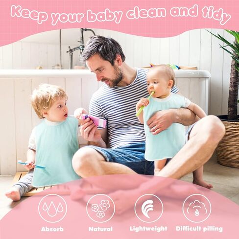 Newwiee 5 Pcs Pullover Toddler Bibs Full Coverage Baby Bibs Soft Absorbent Cotton Towel Bibs for Toddler Drooling Feeding in Kuwait