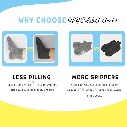 HYCLES 15 Pairs Toddler Socks, Kids Grip Socks for 6-12 Month 1-7 Years Non Slip Ankle Sock for Baby Boys Girls in Saudi Arabia