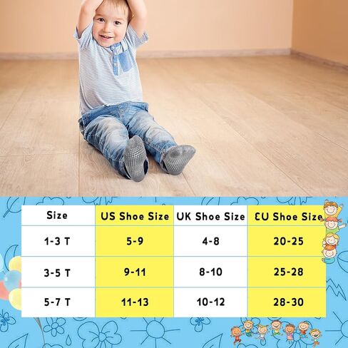 HYCLES 15 Pairs Toddler Socks, Kids Grip Socks for 6-12 Month 1-7 Years Non Slip Ankle Sock for Baby Boys Girls in Saudi Arabia