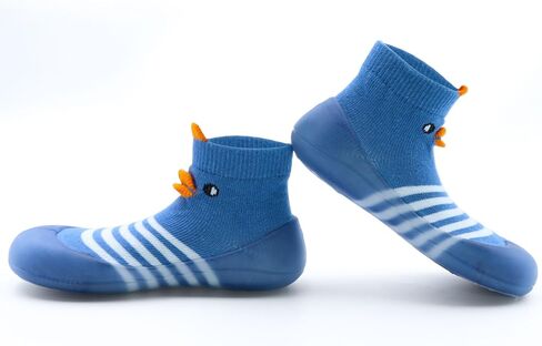 Dexspoeny 1 Pair Baby First Walking Shoes, Baby Socks Shoes Boys/Girls Walkers Shoes Non-Skid Slipper Shoes with Soft Rubber Sole Toddle Sneaker Yellow,Blue in Kuwait