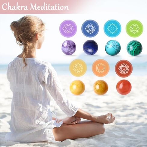 UFEEL 20Pcs Gemstone Sphere Balls 16mm Polished Crystal Sphere Ball Cute Mini Pocket Sphere Gemstones Worry Stones for Meditation, Decoration, Energy Balancing in Kuwait