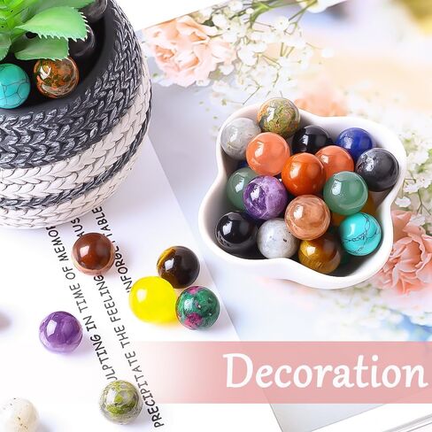 UFEEL 20Pcs Gemstone Sphere Balls 16mm Polished Crystal Sphere Ball Cute Mini Pocket Sphere Gemstones Worry Stones for Meditation, Decoration, Energy Balancing in Kuwait