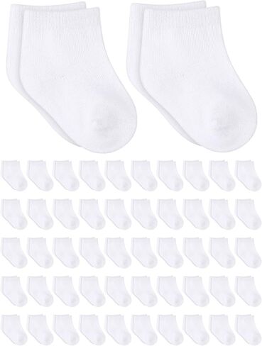 50 Pairs Baby Low Cut Stretch Socks Cotton Ankle Socks Unisex Baby Socks Lightweight Infant Socks for Newborn Toddler Boys Girls, White, 6 Months in Saudi Arabia