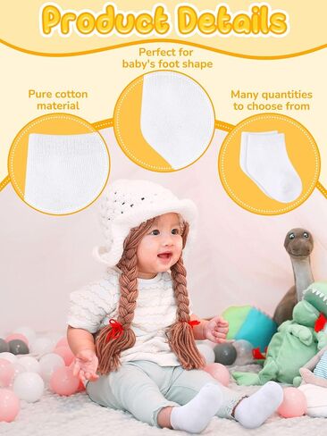 50 Pairs Baby Low Cut Stretch Socks Cotton Ankle Socks Unisex Baby Socks Lightweight Infant Socks for Newborn Toddler Boys Girls, White, 6 Months in Saudi Arabia