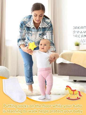 50 Pairs Baby Low Cut Stretch Socks Cotton Ankle Socks Unisex Baby Socks Lightweight Infant Socks for Newborn Toddler Boys Girls, White, 6 Months in Saudi Arabia