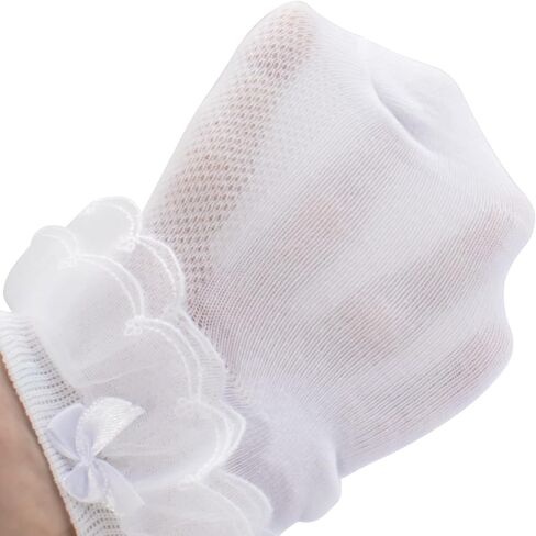 Baby Girls Eyelet Frilly Lace Socks Toddler Girl Cotton Princess Ruffles Socks with Bowknot Pack of 5 in Saudi Arabia