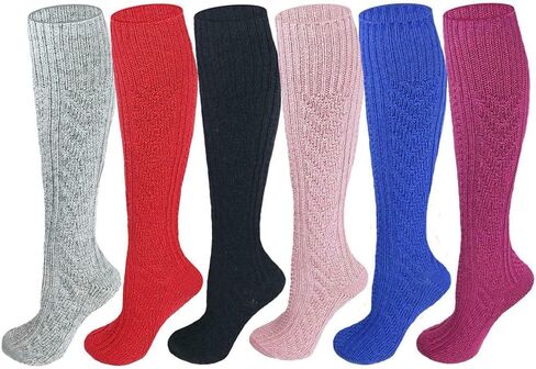 Ayla Girls Socks, 6 Pack Cable Knit Wool Boot Socks (Little Girls & Big Girls) in Kuwait