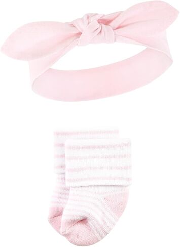 Hudson Baby Baby Girls' Hudson Baby Infant Girl Headband and Socks Set, Bear Leopard, 0-9 Months in Saudi Arabia