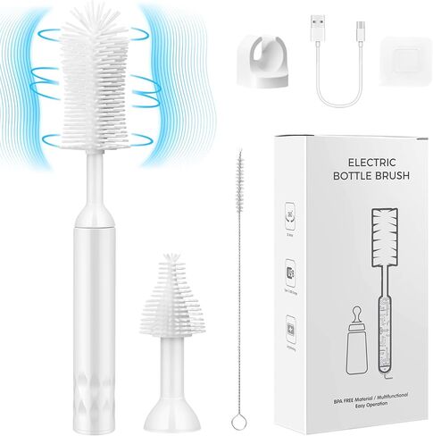 Electric Baby Bottle Brush Cleaner, Waterproof Baby Bottle Cleaner Brush Set, USB Rechargeable Baby Bottle Brushes for Cleaning, Silicone Travel Bottle Cleaner Kit for Baby Bottles, Pacifiers, Straws in Kuwait
