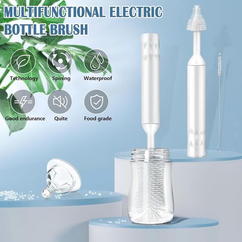 Electric Baby Bottle Brush Cleaner, Waterproof Baby Bottle Cleaner Brush Set, USB Rechargeable Baby Bottle Brushes for Cleaning, Silicone Travel Bottle Cleaner Kit for Baby Bottles, Pacifiers, Straws in Kuwait