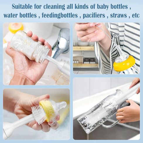 Electric Baby Bottle Brush Cleaner, Waterproof Baby Bottle Cleaner Brush Set, USB Rechargeable Baby Bottle Brushes for Cleaning, Silicone Travel Bottle Cleaner Kit for Baby Bottles, Pacifiers, Straws in Kuwait