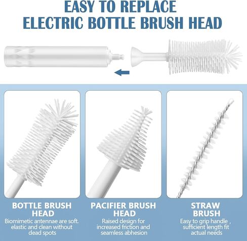 Electric Baby Bottle Brush Cleaner, Waterproof Baby Bottle Cleaner Brush Set, USB Rechargeable Baby Bottle Brushes for Cleaning, Silicone Travel Bottle Cleaner Kit for Baby Bottles, Pacifiers, Straws in Kuwait