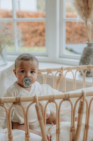 Bibs Boheme Natural Rubber Latex Round Pacifier Size 1-0-6M 2-Pack - Ivory/Blossom in Kuwait