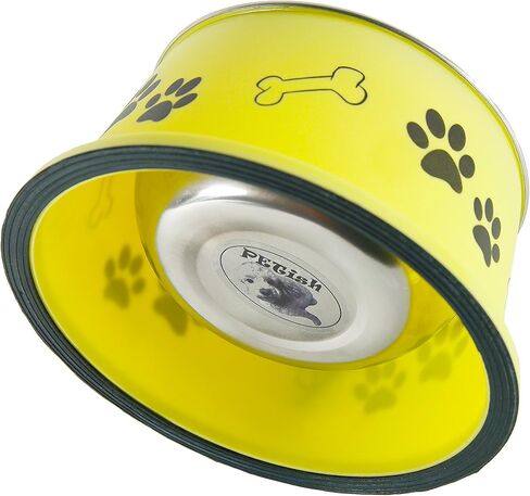 وعاء PETish Spaniel للكلاب ذات الأذن الطويلة - أوعية بتصميم مخصص مريح، طبق غير قابل للصدأ بدون طرف (كبير (27 أونصة - 7.5 × 6.0 × 3.7 بوصة)، وردي كاندي) in Saudi Arabia