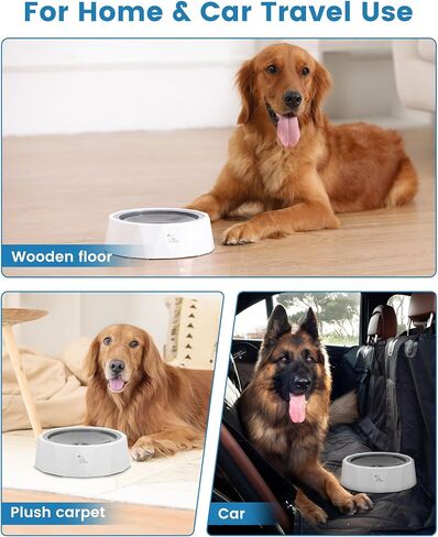 PETTOM Dog Water Bowl 50oz No Drip Slow Water Feeder Cat Bowl, Large Capacity Slow Drinking Dog Water Bowl Anti Splash Pet Water Dispenser Vehicle Carried Travel Slow Feeder Bowl for Dogs Cats in Kuwait