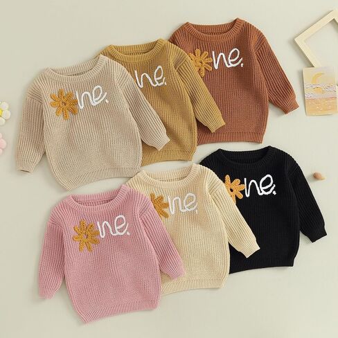 Karwuiio Toddler Baby Girl Boy Sweater Baby Knit Pullover Sweatshirt Infant Fall Winter Clothes in Kuwait