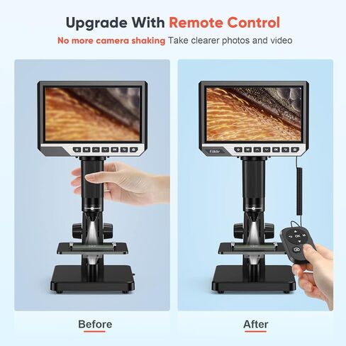 مجهر رقمي Elikliv EDM11S LCD مع جهاز تحكم عن بعد - مجهر بيولوجي 2000X للبالغين مع عدسات رقمية وميكروبية، شاشة IPS مقاس 7 بوصات، 10 مصابيح LED، دقة 12 ميجابكسل، متوافق مع نظام التشغيل Windows/Mac in Kuwait
