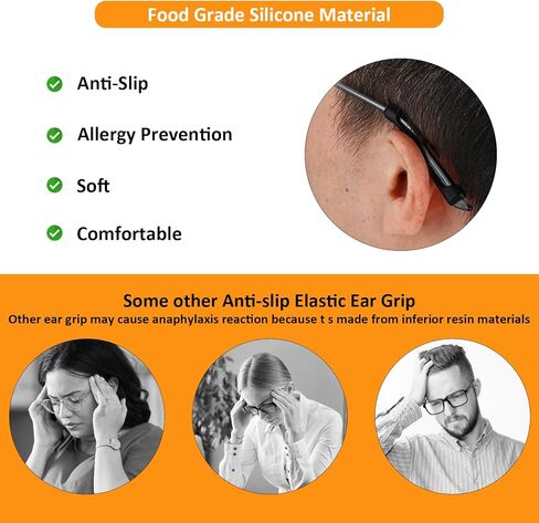 WLLHYF 6 Pairs Silicone Glasses Temple Tips Sleeve Holder Non-Slip Comfortable Glasses Ear Grippers Holder for Reading Glasses Sunglasses Glasses Arm Pads Accessories in Kuwait