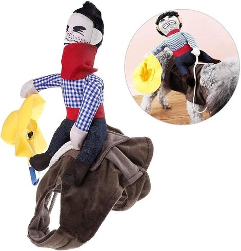 iSmarten Pet Costume Dog Costume Clothes Pet Outfit Suit Cowboy Rider Style with Doll and Hat Pet Costume (S) in Kuwait