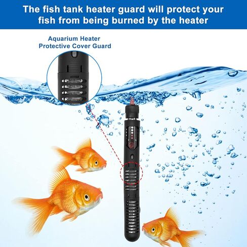 2 Pack 300W Submersible Aquarium Heater, Adjustable Temperature Fish Tank Heater with Thermometer, Protective Case and Suction Cup for 40-90 Gallon Saltwater Freshwater Fish Tank, Turtle Tank in Kuwait