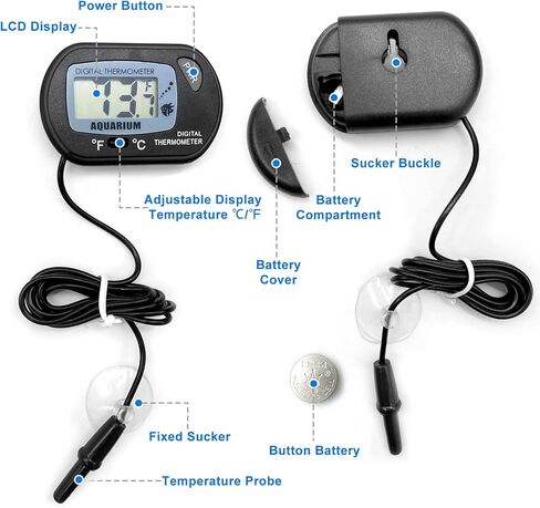 2 Pack 300W Submersible Aquarium Heater, Adjustable Temperature Fish Tank Heater with Thermometer, Protective Case and Suction Cup for 40-90 Gallon Saltwater Freshwater Fish Tank, Turtle Tank in Kuwait