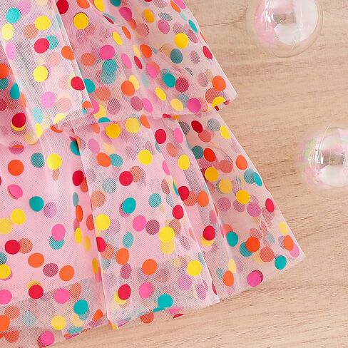 فستان الأميرة الصيفي للفتيات الصغيرات بدون أكمام ملون بنقاط بولكا ومطبوع على شكل كعكة سماش فستان توتو للشمس in Kuwait