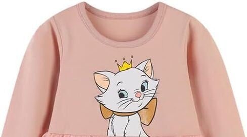 Amberetech Kids Girls Long Sleeve Dresses Casual Butterfly Striped Dresses in Kuwait