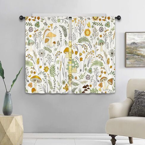 كالميكو القهوة خمر ريفي مزرعة ستائر المطبخ 27.5W × 39L بوصة أكواب الفاصوليا البنية قضيب جيب قصيرة مقهى الطبقة نافذة صغيرة معالجة الستائر ديكور 2 لوحات in Kuwait
