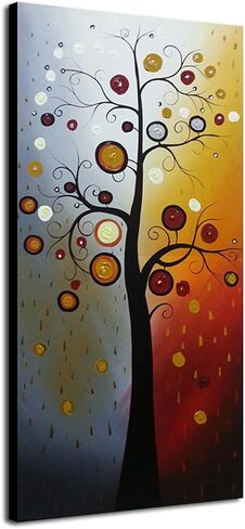 Wieco Art Life Tree كبير عمودي جدار الفن الحديث مجردة الزهور 100٪ رسمت باليد لوحات زيتية الأزهار على قماش جدار الفن العمل جاهز للتعليق لغرفة الطعام المطبخ ديكور المنزل XL in Kuwait