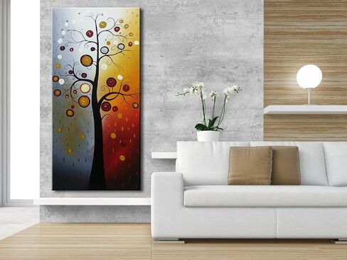 Wieco Art Life Tree كبير عمودي جدار الفن الحديث مجردة الزهور 100٪ رسمت باليد لوحات زيتية الأزهار على قماش جدار الفن العمل جاهز للتعليق لغرفة الطعام المطبخ ديكور المنزل XL in Kuwait