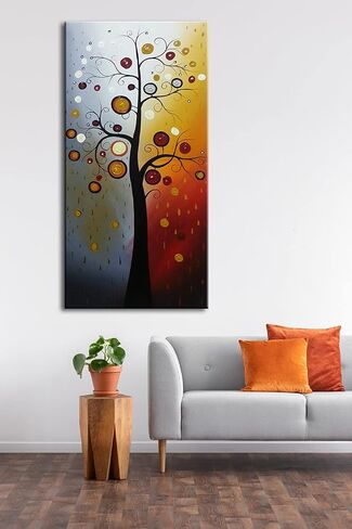 Wieco Art Life Tree كبير عمودي جدار الفن الحديث مجردة الزهور 100٪ رسمت باليد لوحات زيتية الأزهار على قماش جدار الفن العمل جاهز للتعليق لغرفة الطعام المطبخ ديكور المنزل XL in Kuwait