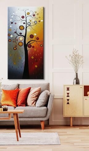 Wieco Art Life Tree كبير عمودي جدار الفن الحديث مجردة الزهور 100٪ رسمت باليد لوحات زيتية الأزهار على قماش جدار الفن العمل جاهز للتعليق لغرفة الطعام المطبخ ديكور المنزل XL in Kuwait