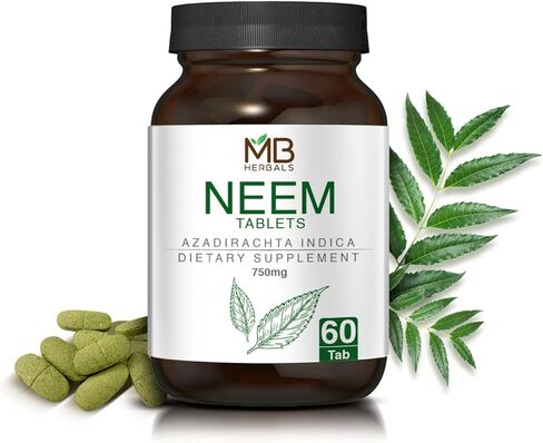 أقراص النيم إم بي هيربالز 750 مجم، 60 قرص | توريد لمدة 30 يومًا | أقراص النيم للتخلص من السموم وحب الشباب لبشرة صافية خالية من حب الشباب in Kuwait