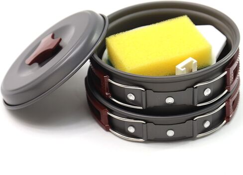 VINQLIQ التخييم نار الطبخ الفوضى كيت المطبخ معدات الطبخ مجموعة خفيفة الوزن دائم وعاء مجموعات معدات حقيبة الظهر في الهواء الطلق ، حقيبة الظهر ، المشي لمسافات طويلة ، نزهة in Kuwait