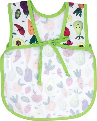 BapronBaby Food Prints Bapron - مريلة أكثر أمانًا بدون ربطة عنق - للأطفال والرضع - ناعمة مقاومة للماء - خالية من كلوريد الفينيل والبيسفينول والفثالات - 6 أشهر فما فوق in Kuwait