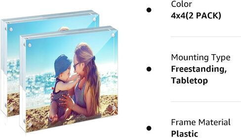 إطار أكريليك من HELPLEX، عبوتان من إطارات الصور الأكريليك مقاس 5 × 7، إطار شفاف بدون إطار بسمك 24 مم، إطار مغناطيسي مزدوج الجوانب، حامل عرض سطح المكتب قائم بذاته إطارات أكريليك in Kuwait