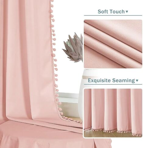 ستائر yurihome pom pom المخملية مقاس 120 بوصة لغرفة النوم، ستائر مخملية زمردية - ستائر نافذة معزولة حراريًا لتعتيم الشمس وحاجبة للشمس لغرفة المعيشة، لوحتان، 52 × 120 بوصة in Kuwait