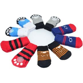CONXKI Traction Control Cotton Socks Indoor Dog Nonskid Knit Socks 5 Pack (20 Pieces Socks), 4 Velcro and Color Shown in Saudi Arabia