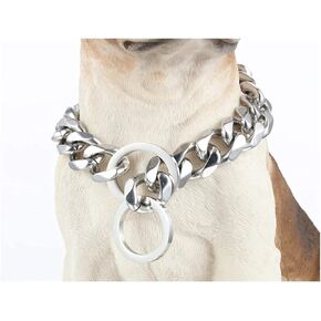 ToBeTrendy سلسلة طوق الكلب سلسلة المشي الكوبي الرابط طوق الكلب 316L الفولاذ المقاوم للصدأ معدن 15 مم طوق شديد التحمل للكلاب الصغيرة (19 مم، 18 بوصة) in Kuwait
