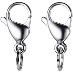 IVIA Dog Tag Clips / 316 Stainless Steel Lobster Buckle with Rings for Cat& Dog Collars and Necklace(2 Pack Silver)