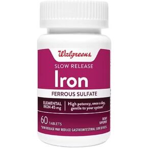 Iron Slow Release High Potency Ferrous Sulfate 45mg, Tablets, 60 ea in Saudi Arabia