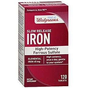 Iron Slow Release High Potency Ferrous Sulfate 45mg, Tablets, 60 ea in Kuwait