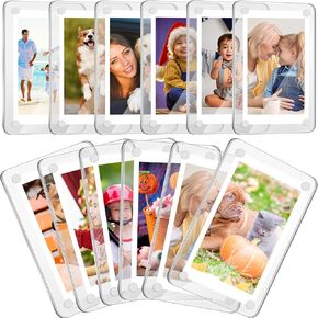 Wesiti 12 Pcs Acrylic Refrigerator Magnet Picture Frame 5 x 7, Large Double Sided Fridge Magnetic Frame Clear Magnetic Photo Frames Picture Display Frame for Film Photos Cards Stamp in Saudi Arabia