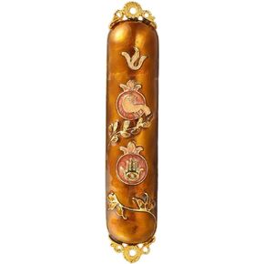 Matashi Hand Painted Enamel Mezuzah Embellished with a Dove and Hamsa Design with Gold Accents and Quality Crystals in Kuwait