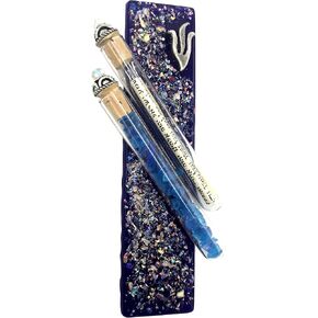 Tamara Baskin Art Glass Sparkling Wedding Mezuzah - Gift Box and Non-Kosher Scroll Included - Hand Made in The USA (Blue) in Kuwait