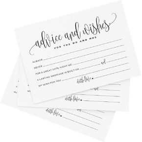 Bliss Collections Advice and Wishes Cards, Blush Floral Geometric Design, Perfect for the Bride and Groom, Baby Shower, Bridal Shower, Graduate or Event! Pack of 50 4x6 Cards
